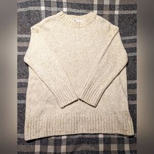 Zara Wool Blend Crew Neck Slouchy Oat Colored Sweater sz M